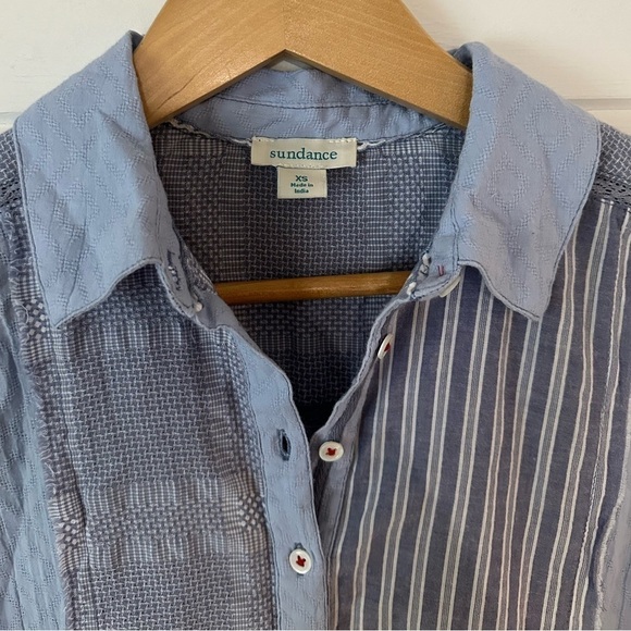 Sundance Mariel Tunic Patchwork Gauzy Oversized Boho Button Down Blouse Top XS - Picture 4 of 16